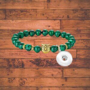 Malachite Bead Snap Button Bracelet fits 18/20 Snap